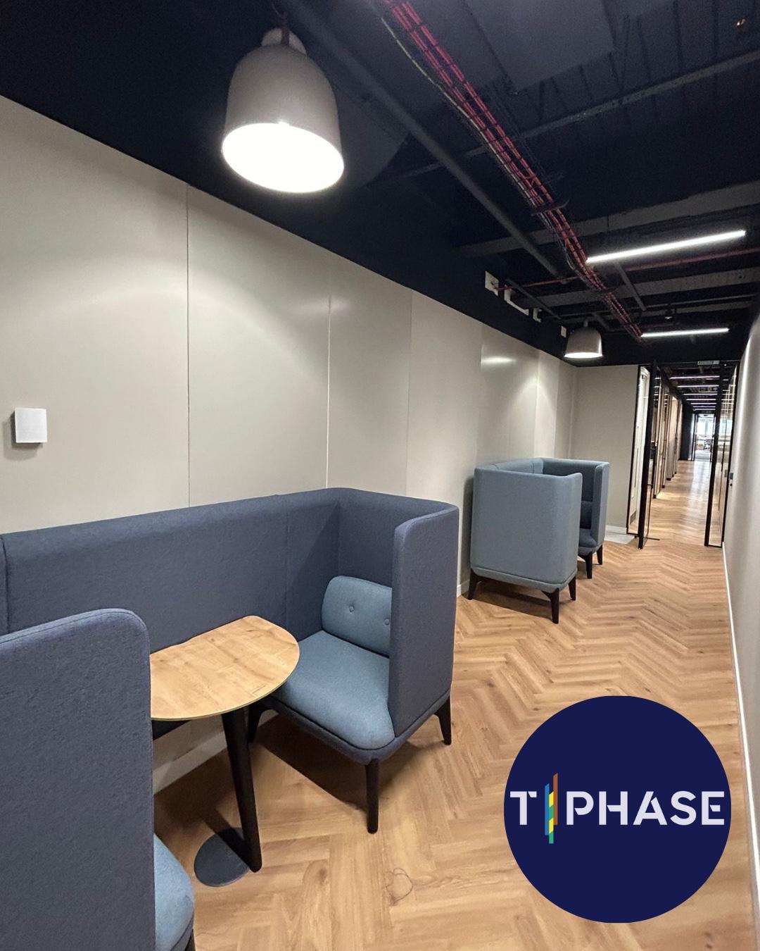 Office breakout seating and feature lighting, commercial fit-out